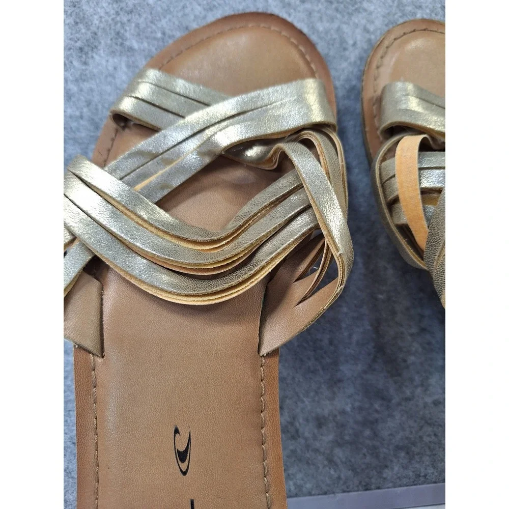 O'Neill Womens Metallic Gold Multi Strap Slide Sandals Flat Summer Shoes